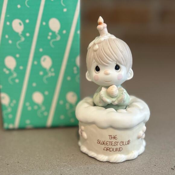 Precious Moments The Sweetest Club Around Boy Popping out of Cake 1988 in box - Picture 2 of 6